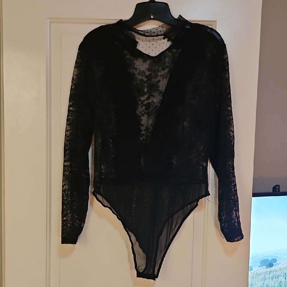 Elegant Black Lace Bodysuit